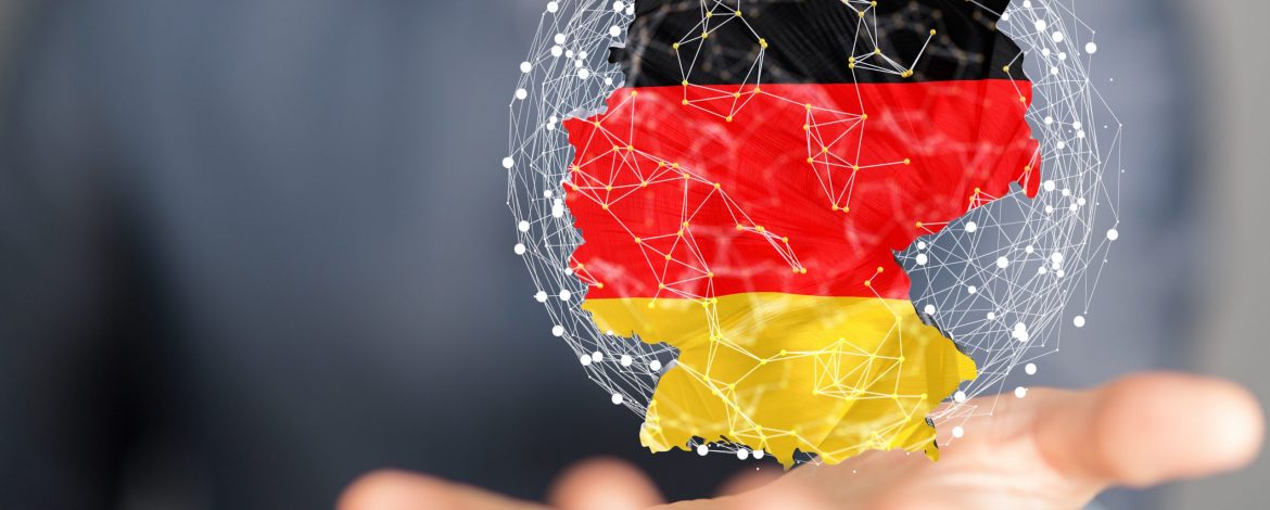 Abstract of germany map network, internet and global connection concept, Wire Frame 3D