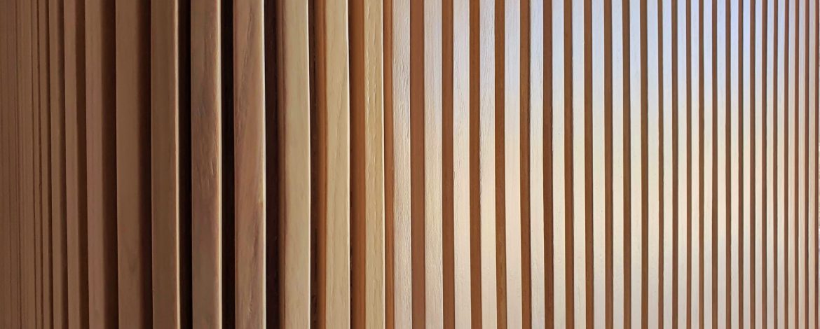 solid wooden battens wall pattern background with natural color